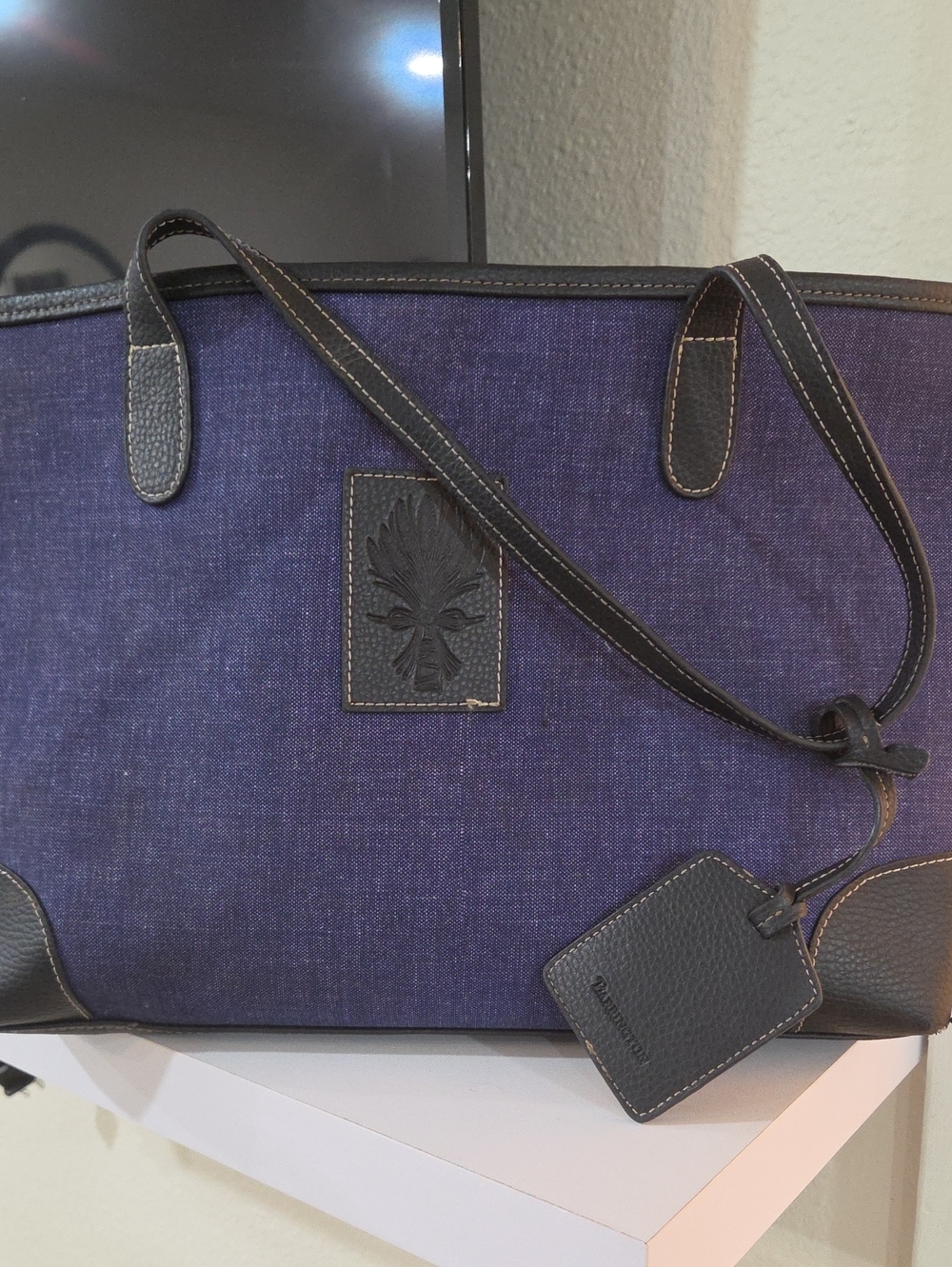 Barrington Navy Canvas Tote Bag with Black Trim Project Bag
